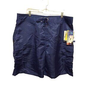 Pescador Men Swim Trunk Drawstring Size 40 Navy Blue Nylon Polyester Blend